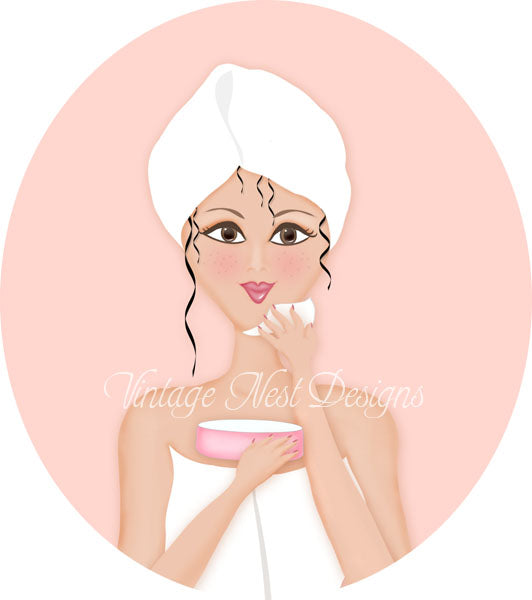 Digital Print Bathing Beauty No.4 Illustration Instant Download