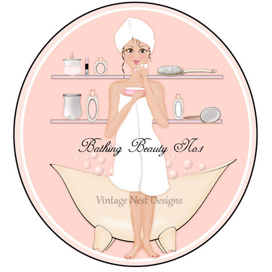 Digital Print Bathing Beauty No.1 Illustration Instant Download