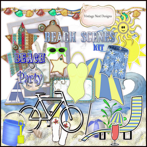 Digital Scrapbooking Strandszenen Scrapbooking-Kit Sofortiger Download