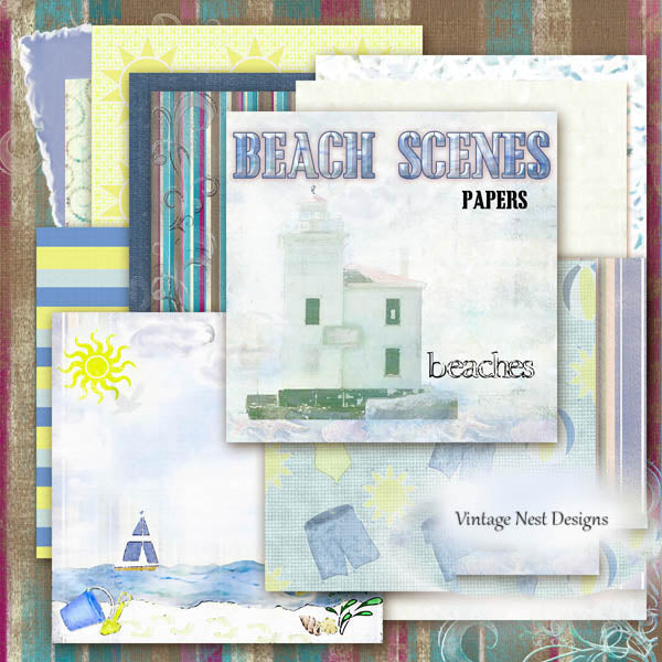 Digital Scrapbooking Strandszenen Scrapbooking-Kit Sofortiger Download