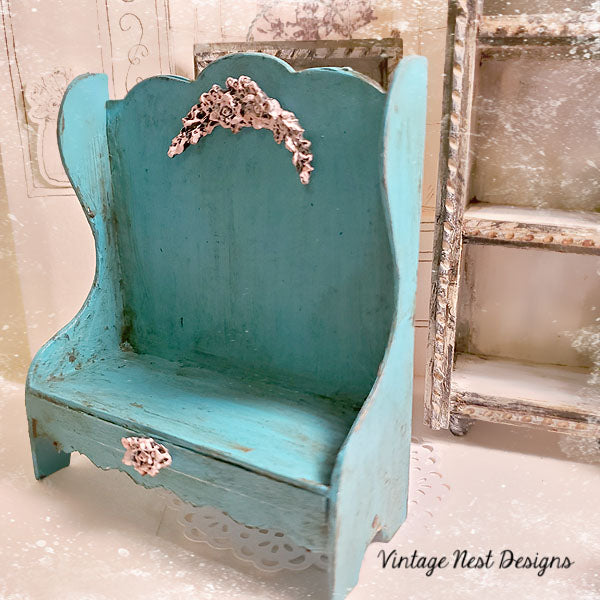 Banc Ancien Nº5 Miniature pour Maison de Poupée Fait Main