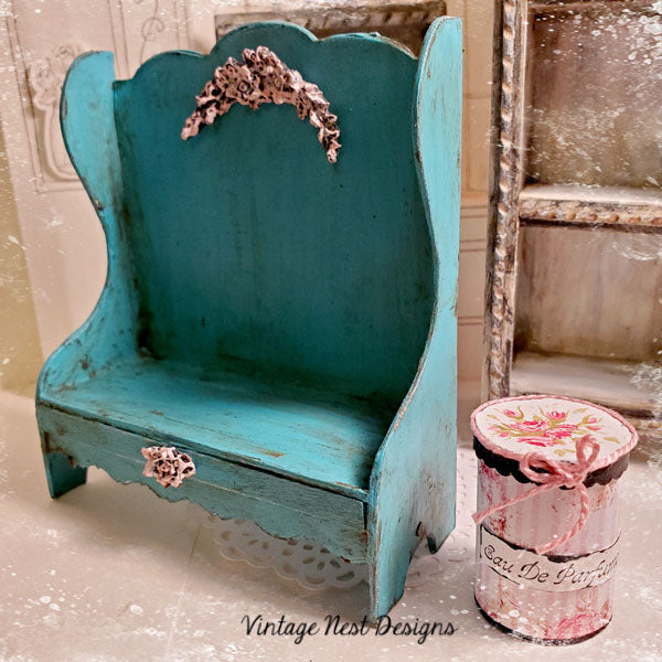 Banc Ancien Nº5 Miniature pour Maison de Poupée Fait Main