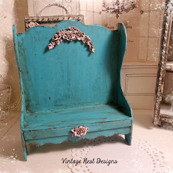 Banc Ancien Nº5 Miniature pour Maison de Poupée Fait Main