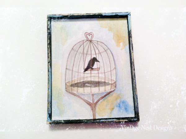 Miniature Bird Cage No.1 Handmade for Dollhouse Diorama Shadow Box