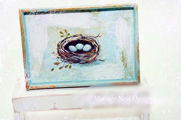Miniature Bird Nest No.30 Dollhouse Wooden Framed Art Wall Decor 112 Scale