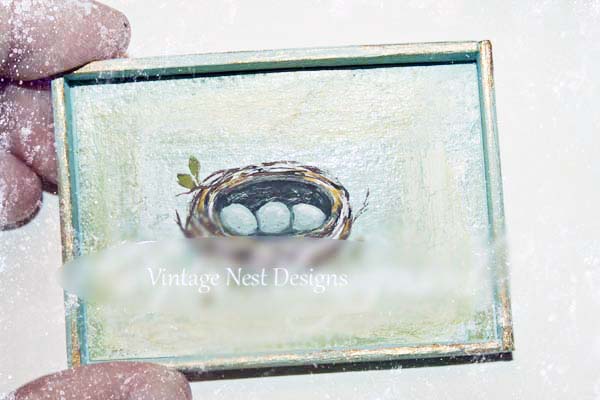 Miniature Bird Nest No.30 Dollhouse Wooden Framed Art Wall Decor 112 Scale