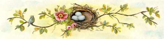 Digital Print Bird Nest Roses No.4 Watercolor Painting