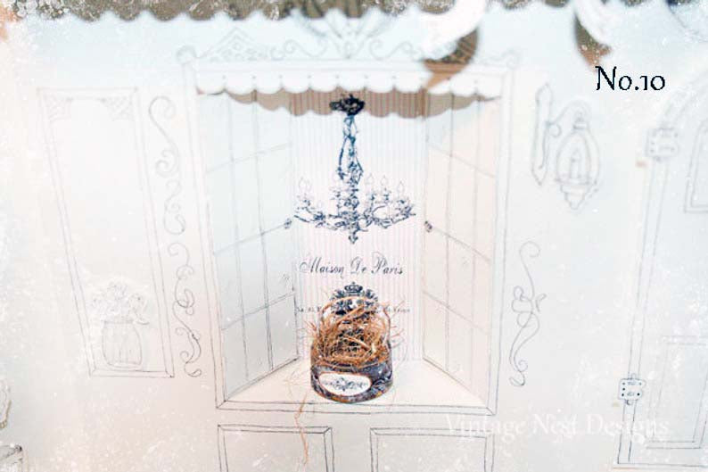 Nid pour oiseaux rond n°4 Miniature de maison de poupée Fait main
