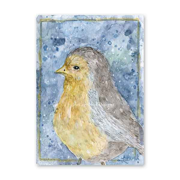 Digital Print Bird No.2 ACEO Watercolor Painting Instant Download