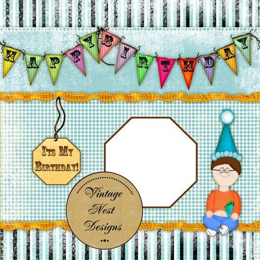 Digital Scrapbooking Birthday Surprise Quick Page No.4 Instant Download