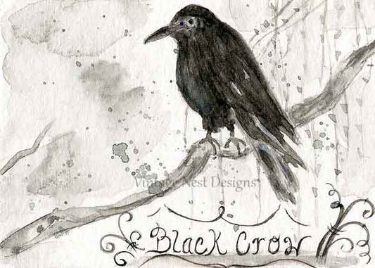Digital Prints Black Crow No.1 ACEO Watercolor Painting Instant Download