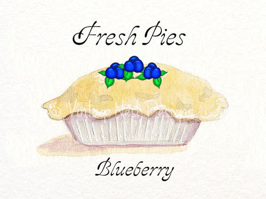Digital Print Blueberry Pie No.1 Dollhouse Miniature Watercolor Painting Instant Download