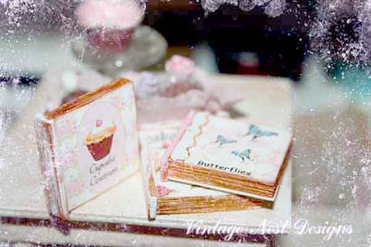 Shabby Chic Books No.6 for Miniature Doll House Diorama or Shadow Box