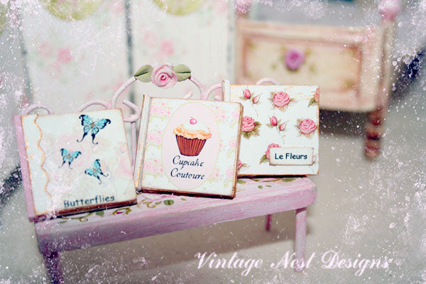 Livres Shabby Chic n°6 pour diorama de maison de poupée miniature ou boîte d'ombre