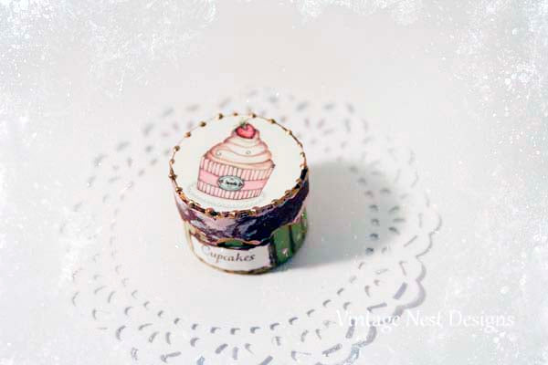 Miniature Cupcake Box No.50 Handmade One of a Kind