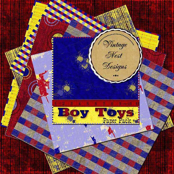 Digital Scrapbooking Boy Toys Kit Instant Download