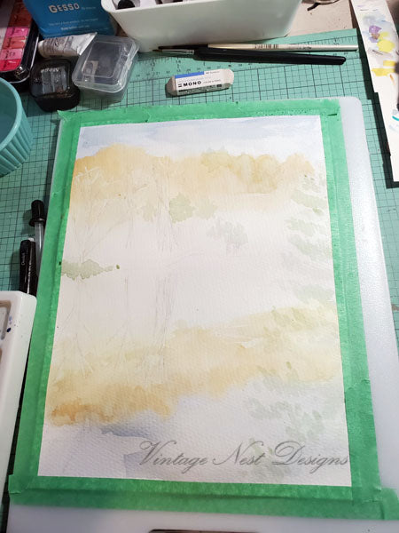 Cabane au bord du lac n° 1 Impression numérique Peinture aquarelle