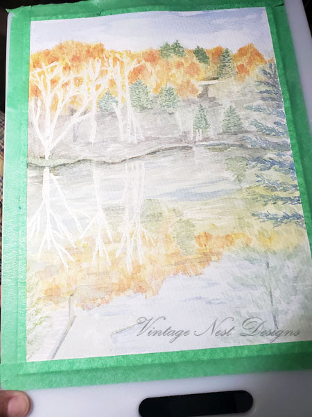 Cabane au bord du lac n° 1 Impression numérique Peinture aquarelle