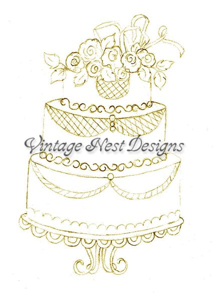 Digital Print Cake No.3 Pencil Drawing Instant Download