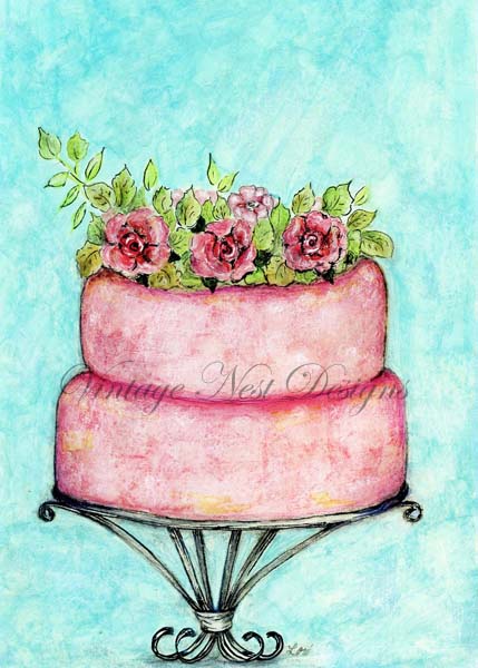 Digital Print Cake No.10 Acrylic Painting Instant Download