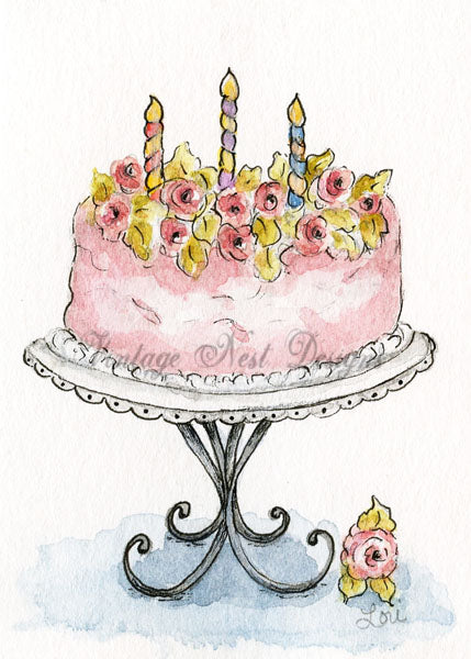 Digital Print Cake No.12 Watercolor Painting