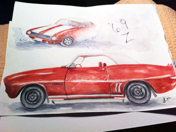 Digital Print Camaro Z28 No.1 Watercolor Painting Instant Download