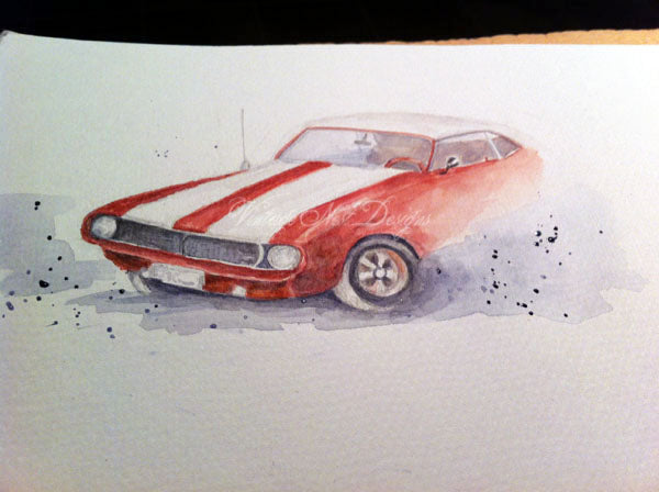 Digital Print Camaro Z28 No.1 Watercolor Painting Instant Download