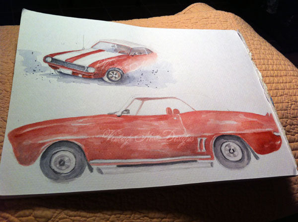 Digital Print Camaro Z28 No.1 Watercolor Painting Instant Download