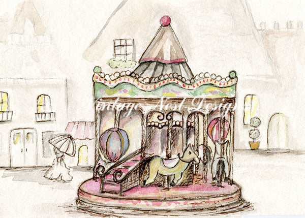 Digital Print Carousel No.1 Watercolor Painting Instant Download