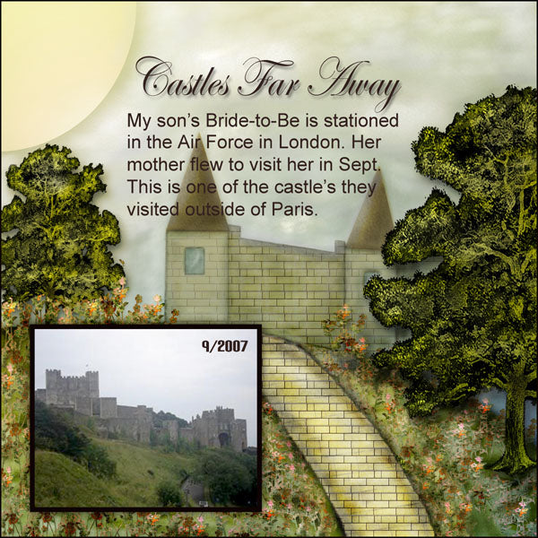 Digital Scrapbooking Castles Far Away Quick Page No.1 Instant Download