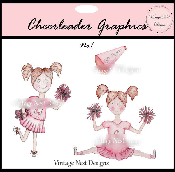Digital Prints Cheerleader Graphics No.1 Watercolor Painting