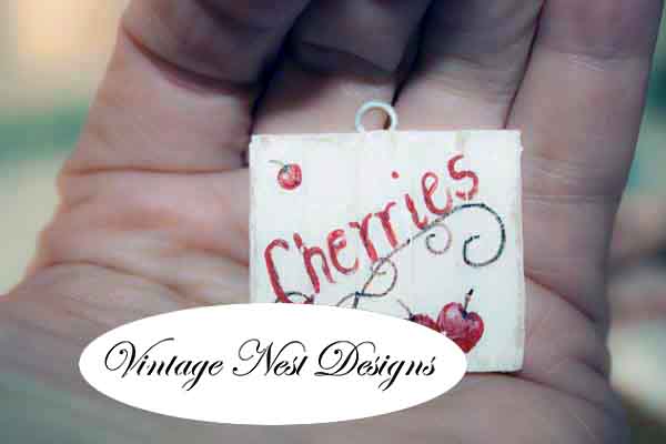Miniature Cherries Sign No.1 Dollhouse Handmade