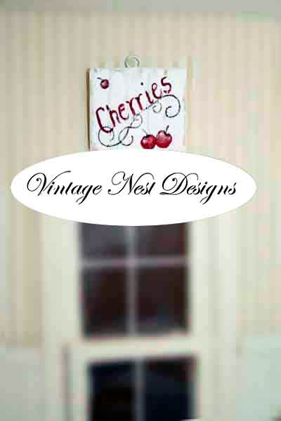 Miniature Cherries Sign No.1 Dollhouse Handmade