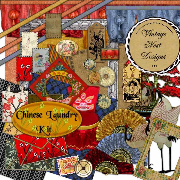 Digitales Scrapbooking Chinese Laundry Kit Sofort-Download