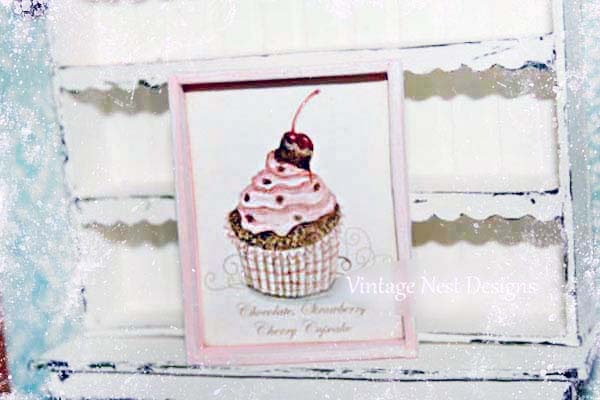 Miniature Chocolate Raspberry Cupcake No.1 Handmade for Dollhouse