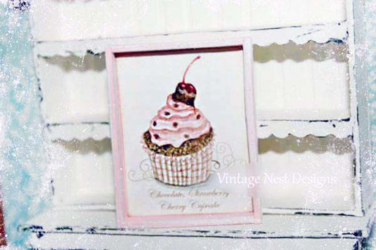 Miniature Chocolate Raspberry Cupcake No.1 Handmade for Dollhouse