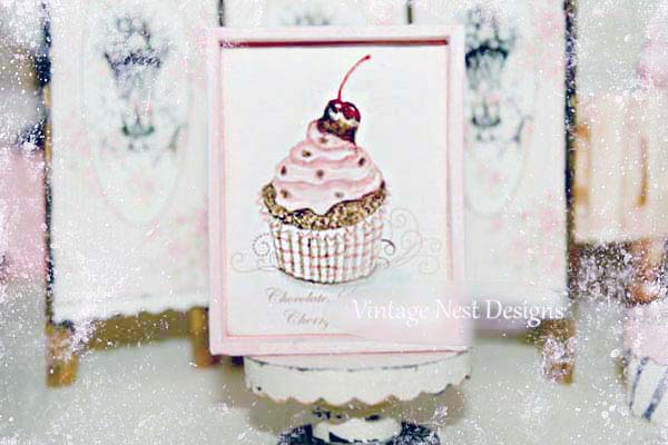 Miniature Chocolate Raspberry Cupcake No.1 Handmade for Dollhouse