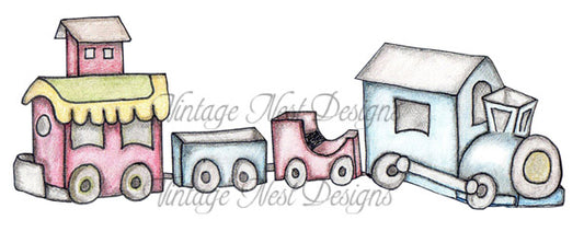 Digitaler Druck Choo Choo Zug Nr. 1 Buntstifte Sofort-Download