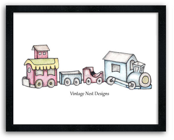 Digital Print Choo Choo Train No.1 Colored Pencils Instant Download