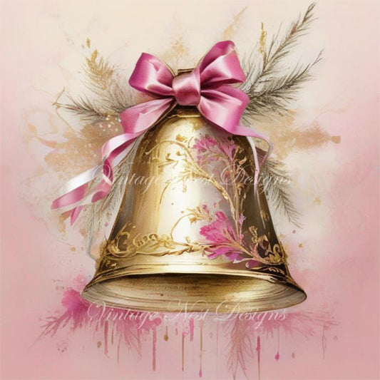 Digital Print Christmas Bell No.2 Illustration Instant Download