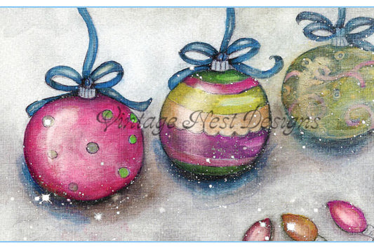 Digital Print Christmas Bulbs No.2 Watercolor Painting Instant Download