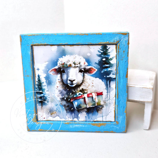 Miniature Christmas Ewe No.1:1 Handmade for Dollhouse Diorama Shadow Box