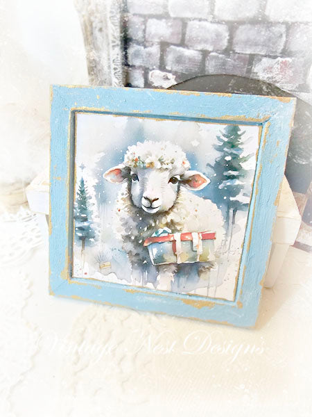 Miniature Christmas Ewe No.1:1 Handmade for Dollhouse Diorama Shadow Box