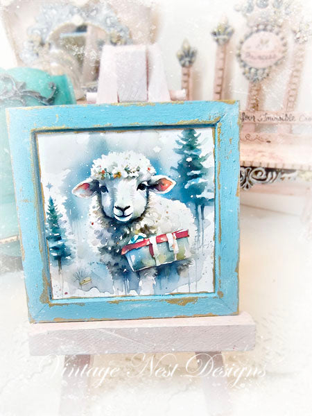 Miniature Christmas Ewe No.1:1 Handmade for Dollhouse Diorama Shadow Box