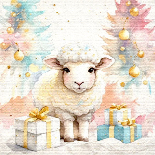 Digital Print Christmas Ewe No.3:2 ACEO Illustration Instant Download