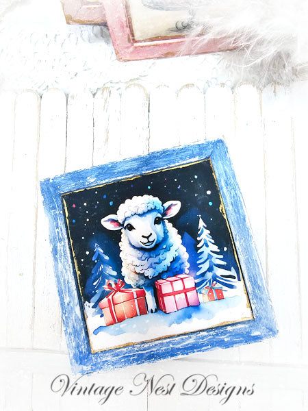 Miniature Christmas Ewe No.4:1 Handmade for Dollhouse Diorama Shadow Box