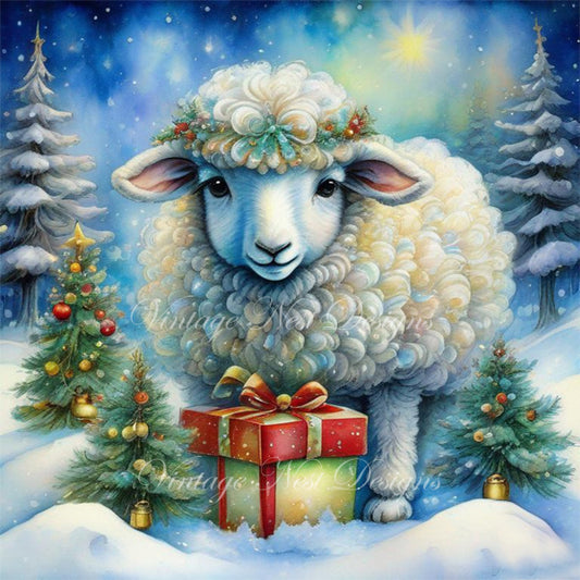 Digital Print Christmas Ewe No.5 Illustration Instant Download
