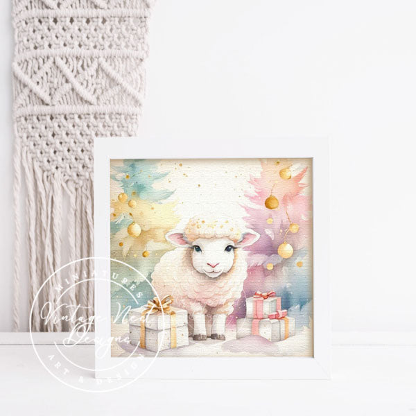 Digital Print Christmas Ewe No.3:2 ACEO Illustration Instant Download