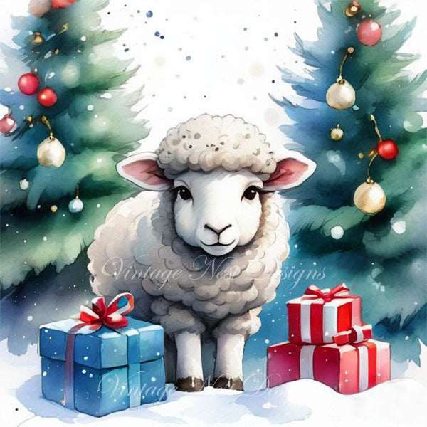 Digital Print Christmas Ewe No.3 Illustration Instant Download