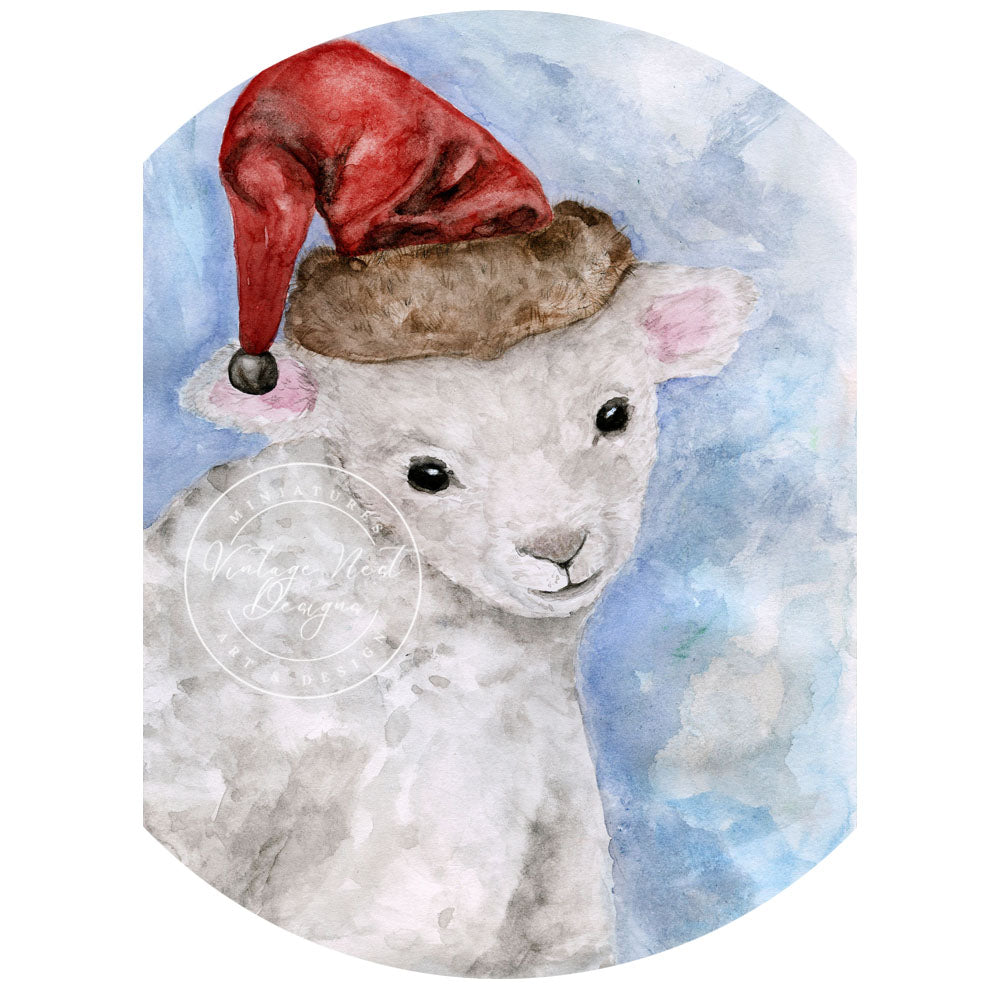 Digital Prints Christmas Lamb No.1 Watercolor Painting Instant Download